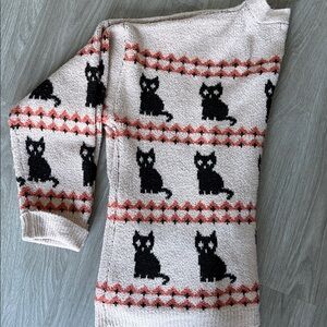 Maurices Black Cat Patterned Cream Cardigan